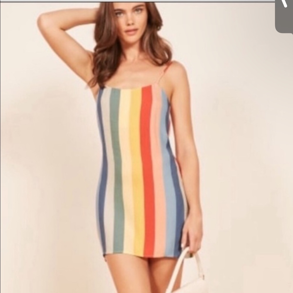 Reformation rainbow striped dress